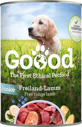 Goood Junior Nassfutter für Hunde mit Freilandlamm und Forelle, getreidefrei und glutenfrei, 6 x 400 g – Bild 1 von 3