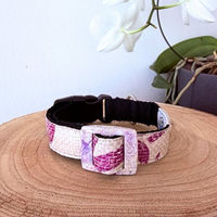 Produktbild von Goopsi Hunde Halsband aus Upcycling Reissack Fairtrade Beige Größe S
