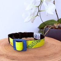 Produktbild von GOOPSI Hunde Halsband aus Upcycling Reissack Fairtrade Gelb Größe L