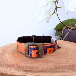 GOOPSI Hunde Halsband aus Upcycling Reissack Fairtrade Orange Größe L – Bild 1 von 1