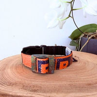 Produktbild von GOOPSI Hunde Halsband aus Upcycling Reissack Fairtrade Orange Größe L