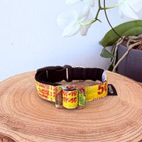 Produktbild von GOOPSI Hunde Halsband aus Upcycling Reissack Gelb Größe L Fairtrade