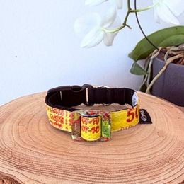 Goopsi Hundehalsband aus Upcycling Reissack Gelb Fairtrade Größe M – Bild 1 von 3