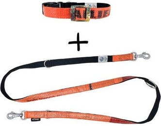 GOOPSI Hundeleine und Halsband Set LANKA aus Polypropylen in Orange Grösse M (32-42cm) wasserabweisend – Bild 1 von 1