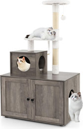 GOPLUS 2-in-1 Katzenbaum mit Katzenhaus und Katzentoilette Grau – Bild 1 von 1