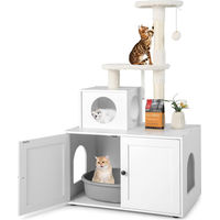 Produktbild von GOPLUS 2-in-1 Katzenbaum mit Katzenhaus und Katzentoilette in Weiß 77,5x49x132 cm