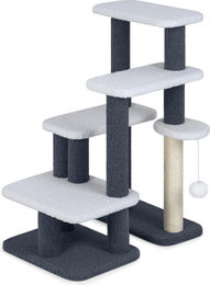 GOPLUS 2 in 1 Kratzbaum für Katzen und Hunde mit 4-stufiger Katzentreppe, Sisal-Kratzpfosten und hängendem Plüschball in Grau – Bild 1 von 3
