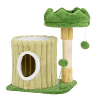 Produktbild von GOPLUS 2-stöckiger Kratzbaum für Katzen mit Höhle, gepolsterter Plattform, Sisalstange und Spielzeug in Grün
