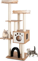 GOPLUS 6-stufiger Kratzbaum aus Holz mit Katzenhaus und Sisalstämmen in Beige – Bild 1 von 1