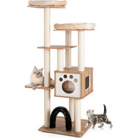 Produktbild von GOPLUS 6-stufiger Kratzbaum aus Holz mit Katzenhaus und Sisalstämmen in Beige