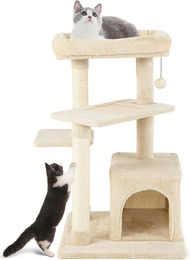 GOPLUS Katzenbaum Beige mit Katzenhöhle, Hängespielzeug und Sisalpfosten – Bild 1 von 1