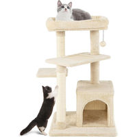 Produktbild von GOPLUS Katzenbaum Beige mit Katzenhöhle, Hängespielzeug und Sisalpfosten