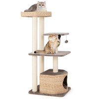 Produktbild von GOPLUS Katzenbaum mit Katzenhaus und Sisal-Kratzsäulen in Kaffee und Natur, 131cm