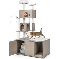 Produktbild von GOPLUS Katzenbaum mit Katzenschrank und Höhle inklusive Kratzstämmen und Sisal-Matten für Wohnungskatzen 95 x 55,5 x 173 cm