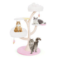 Produktbild von GOPLUS Katzenbaum Rosa mit Sisalstamm und gepolsterten Sitzflächen 123cm
