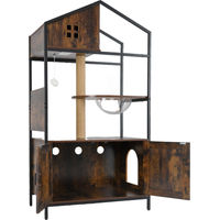 Produktbild von GOPLUS Katzenhaus mit Katzenklo Schrank, Kratzmatte und Jutepfosten, Kratzbaum für Katzen, 80 x 48 x 150 cm, Braun