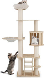 GOPLUS Katzenkratzbaum aus Holz mit Katzenhöhle, Kletterleiter und Kratzpfosten, 185 cm – Bild 1 von 1