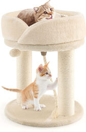 GOPLUS Katzenkratzbaum mit abnehmbarem Katzenhaus aus Schwamm und Sisal-Säule in Beige – Bild 1 von 1