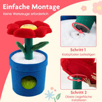Produktbild von GOPLUS kleiner Kratzbaum für Katzen mit Blumen-Plattform und Plüschkissen in Rot und Blau