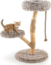 GOPLUS Kratzbaum aus Holz mit Jute-Kratzpfosten und Plüschsitzflächen für Katzen und Kätzchen 90 cm – Bild 1 von 1