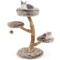 Produktbild von GOPLUS Kratzbaum aus Holz mit Jute-Kratzstangen und Plüschsitzflächen für Katzen 90 cm