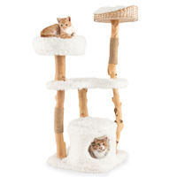 Produktbild von GOPLUS Kratzbaum für Katzen 124 cm mit Plattformen, Katzenhöhle und Kratzsäulen aus Rohrkolben und Birnenholz