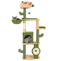 Produktbild von GOPLUS Kratzbaum für Katzen 160cm mit Katzenhaus Hängematte und Sisal-Elementen Grün Orange