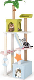 GOPLUS Kratzbaum für Katzen 180 cm mit Katzenhöhlen, Kratzrampe und Plüsch-Lounge in Grün Blau Weiß – Bild 1 von 1