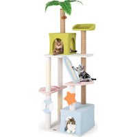 Produktbild von GOPLUS Kratzbaum für Katzen 180 cm mit Katzenhöhlen, Kratzrampe und Plüsch-Lounge in Grün Blau Weiß