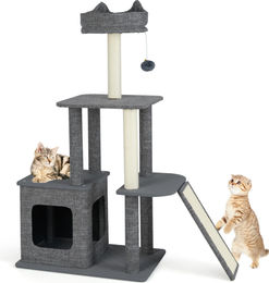 GOPLUS Kratzbaum für Katzen Grau mit Katzenbett, Höhle und Springplattformen 117 cm – Bild 1 von 1