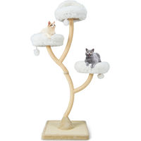 Produktbild von GOPLUS Kratzbaum für Katzen mit 3 Liegeflächen, Sisal-Kratzpfosten und 3 Spielbällen in Beige