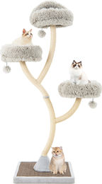 GOPLUS Kratzbaum für Katzen mit 3 Liegeflächen, Sisal-Kratzpfosten und Spielbällen in Grau – Bild 1 von 1