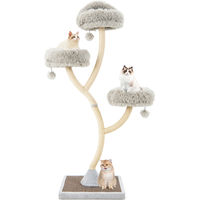 Produktbild von GOPLUS Kratzbaum für Katzen mit 3 Liegeflächen, Sisal-Kratzpfosten und Spielbällen in Grau
