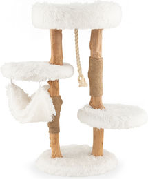 GOPLUS Kratzbaum für Katzen mit 3 Plattformen, Hängematte, Hängeseil und Birnenholzstämmen mit Jute-Umwicklung, 87 cm – Bild 1 von 1