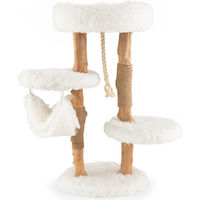 Produktbild von GOPLUS Kratzbaum für Katzen mit 3 Plattformen, Hängematte, Hängeseil und Birnenholzstämmen mit Jute-Umwicklung, 87 cm