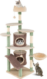 GOPLUS Kratzbaum für Katzen mit 4 Plattformen, 2 Höhlen, Hängematte und Rampe in Grün, 163 cm – Bild 1 von 1