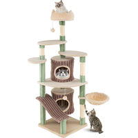 Produktbild von GOPLUS Kratzbaum für Katzen mit 4 Plattformen, 2 Höhlen, Hängematte und Rampe in Grün, 163 cm