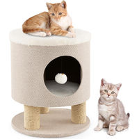 Produktbild von GOPLUS Kratzbaum für Katzen mit Katzenhöhle, Plüschliegefläche, Spielball und 3 Kratzsäulen in Beige