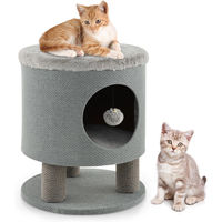 Produktbild von GOPLUS Kratzbaum für Katzen mit Katzenhöhle, Plüschliegefläche, Spielball und 3 Kratzsäulen in Grau