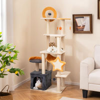 Produktbild von GOPLUS Kratzbaum für Katzen mit Plattformen, Hängematte, Höhle und Sisalkratzbrettern 160 cm