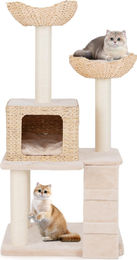 GOPLUS Kratzbaum für Katzen mit Sisal-Kratzpfosten, Katzenhöhle und Kletterleiter in Beige, 122 cm – Bild 1 von 1
