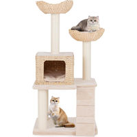Produktbild von GOPLUS Kratzbaum für Katzen mit Sisal-Kratzpfosten, Katzenhöhle und Kletterleiter in Beige, 122 cm