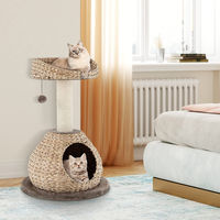 Produktbild von GOPLUS Kratzbaum für Katzen mit Sisal-Stützpfosten, Hängendem Ball, Stroh-Katzennest und Aussichtsplattform