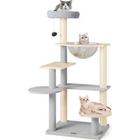 Produktbild von GOPLUS Kratzbaum für Katzen mit Sprungplattformen, Raumkapsel und Spielzeug mit Glocke in Grau