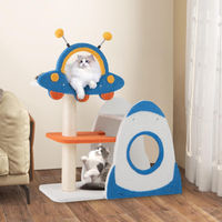 Produktbild von GOPLUS Kratzbaum für Katzen mit Untertassen-Plattform, Raketen-Nest und Spielzeugfedern 80 x 33 x 87 cm