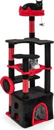 GOPLUS Kratzbaum groß Gothic Design für Katzen mit Hängematte und Höhle in Schwarz-Rot – Bild 1 von 1