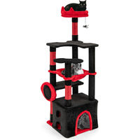 Produktbild von GOPLUS Kratzbaum groß Gothic Design für Katzen mit Hängematte und Höhle in Schwarz-Rot