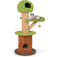 Produktbild von GOPLUS Kratzbaum in Pilzform für Katzen mit 2 Katzenhöhlen und Sisalkratzpfosten, 148 cm, Braun-Grün