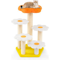 Produktbild von GOPLUS Kratzbaum mit Blumenthema für Katzen mit Plüschsitz, Sisalkratzern und Sprungplattformen