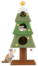 GOPLUS Kratzbaum Weihnachten 162 cm mit Katzenhaus, 3 Höhlen, Plattformen und Spielzeug aus Sisal und Plüsch – Bild 1 von 1